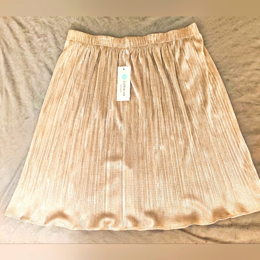 Leota Size Large Gold Metallic Textured Crinkle Party Skirt DiscontinuedNew Tags